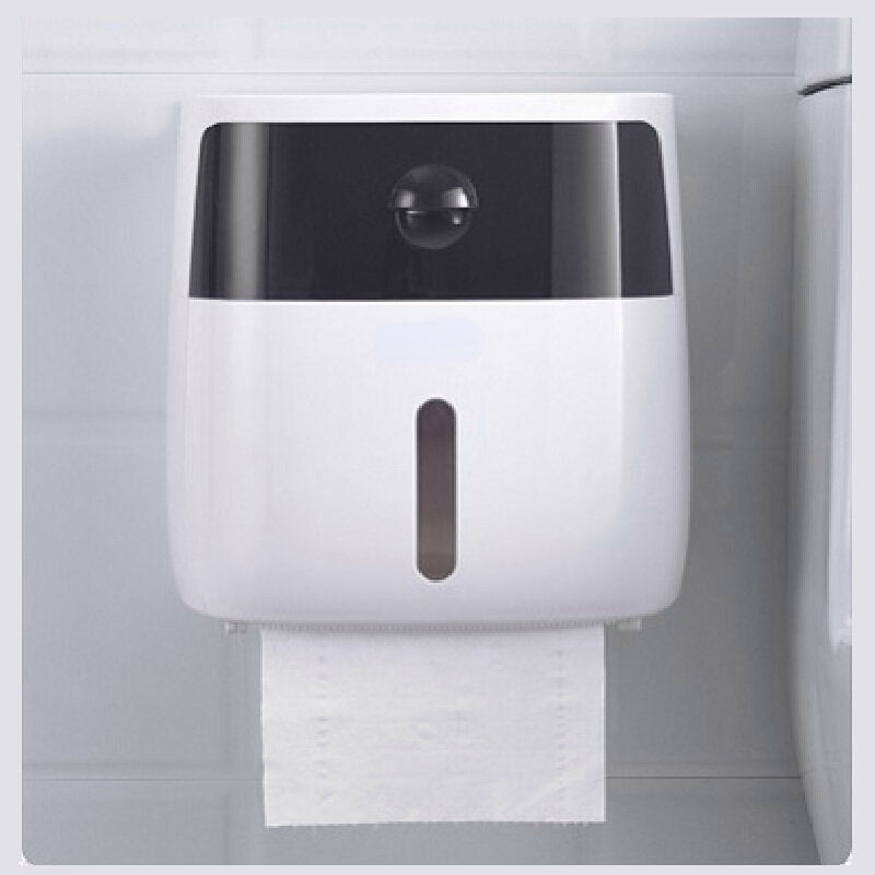 Wall Mounted Double Roll Toilet Paper Holder with Shelf and Storage Baskets for Bathroom