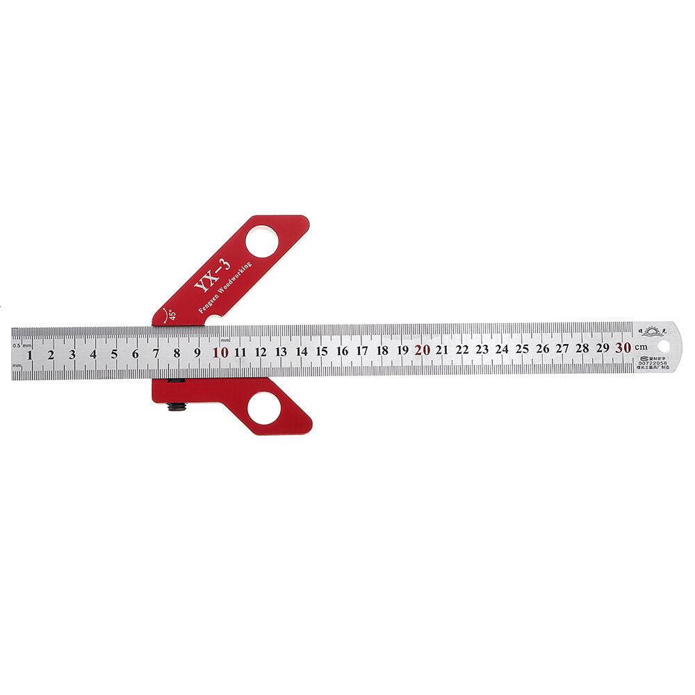 Woodworking Square Center Scriber - 45 & 90 Degree Angle Marking Tool with Ruler