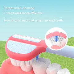 Children's 3-Sided Toothbrush - Soft Bristle for Ages 3-12, 2-Pack