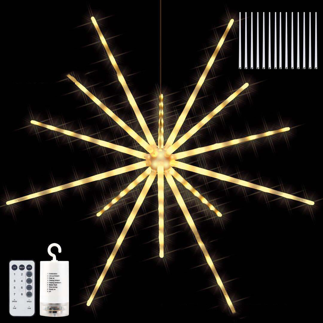 LED Starburst String Lights - DIY Firework Stream, Christmas Garland, Festival Decor, Remote Twinkle Lights