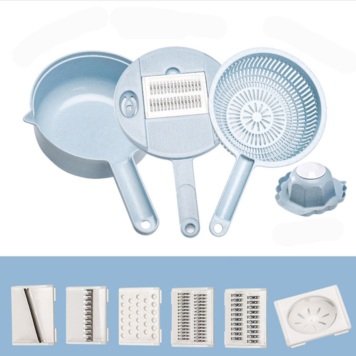 Multifunctional Manual Vegetable Fruit Potato Cutter Chopper Slicer Set - Stainless Steel Kitchen Tools