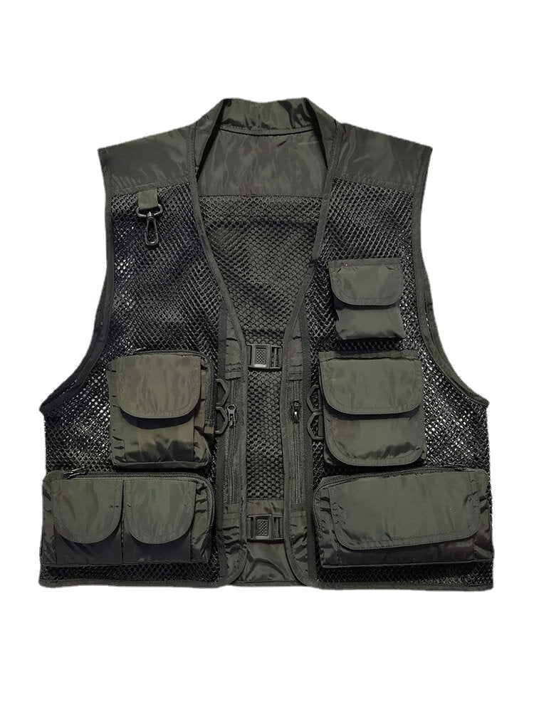 Men's Multi-Pocket Mesh Fishing & Climbing Vest - Breathable, Sporty, Multifunctional