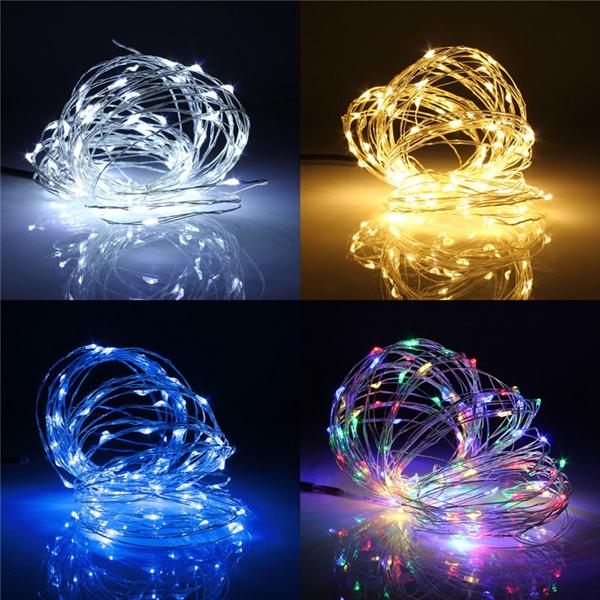 10M 100 LED Battery Operated Silver Wire Fairy Lights with Remote - Christmas Decor