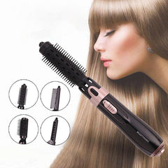 Multifunctional 4-in-1 Hot Air Comb: Negative Ion Hair Dryer, Straightener, Curler & Wet/Dry Hair Comb