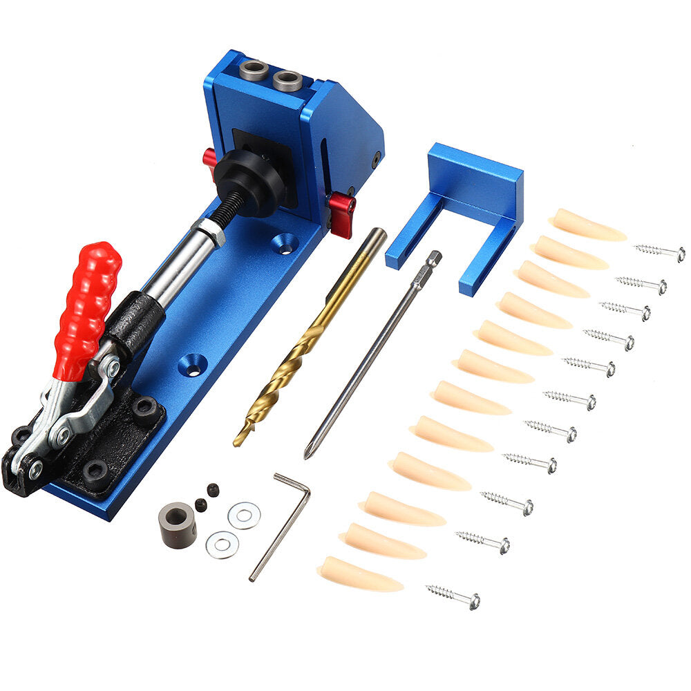 Pocket Hole Jig Wood Toggle Clamps with Drilling Bit Hole Puncher Locator Working Carpenter Kit