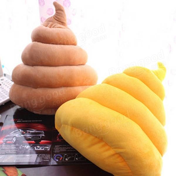 Funny Brown Yellow Poo Shape Throw Pillow for Bed, Sofa, Chair - Creative Plush Cushion