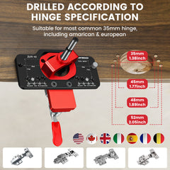 Aluminum Alloy 35MM Hinge Boring Drill Guide Jig with Clamp for Woodworking Cabinet Door Installation