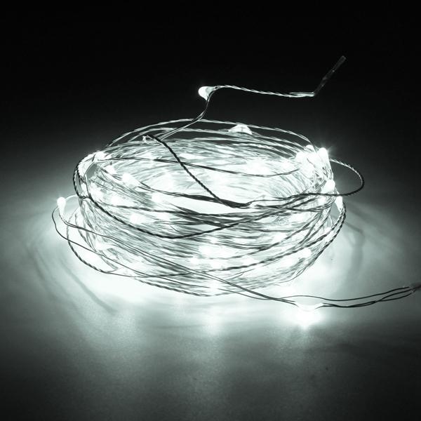 10M 100 LED Waterproof Silver Wire Fairy String Lights with Adapter for Xmas