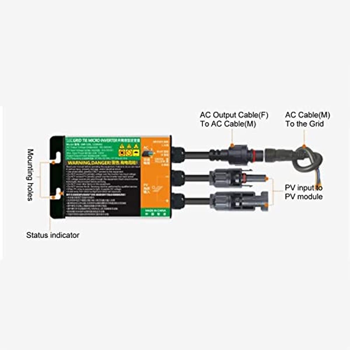 1600W MPPT Solar Grid Tie Inverter, Pure Sine Wave, 10.8V-30V DC Input, 180V-280V AC Output for 12V/24V Battery Panel