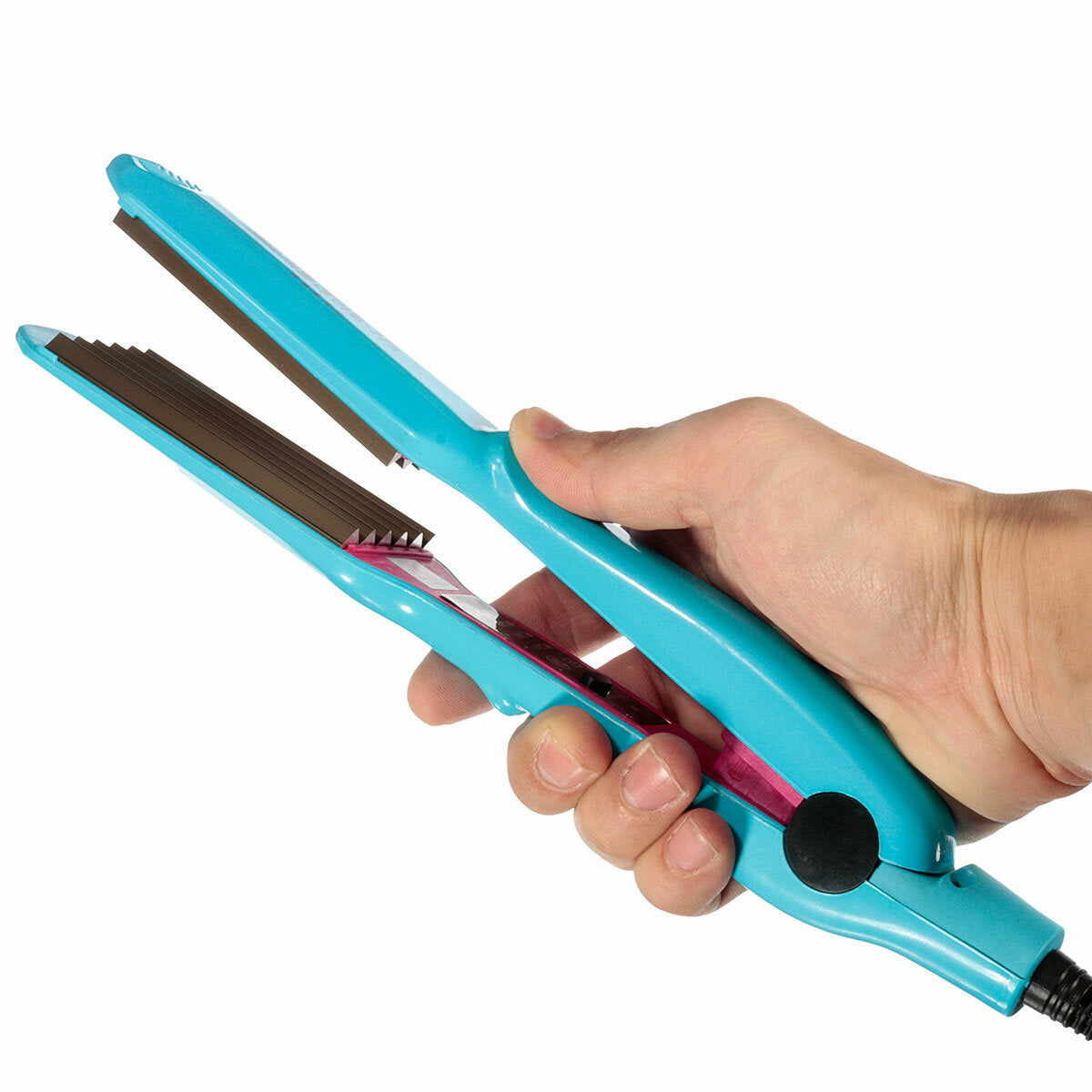 Ceramic Hair Crimper and Curler Iron with 5-Speed Temperature Control - Anion Wave Curling Wand