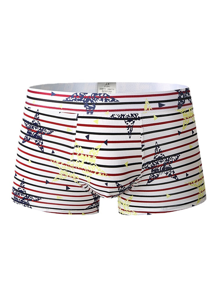 Herren-Boxershorts aus Eisseide und Baumwolle mit U-förmigem Beutel, atmungsaktiv, dehnbar, für zu Hause – dünn und bequem