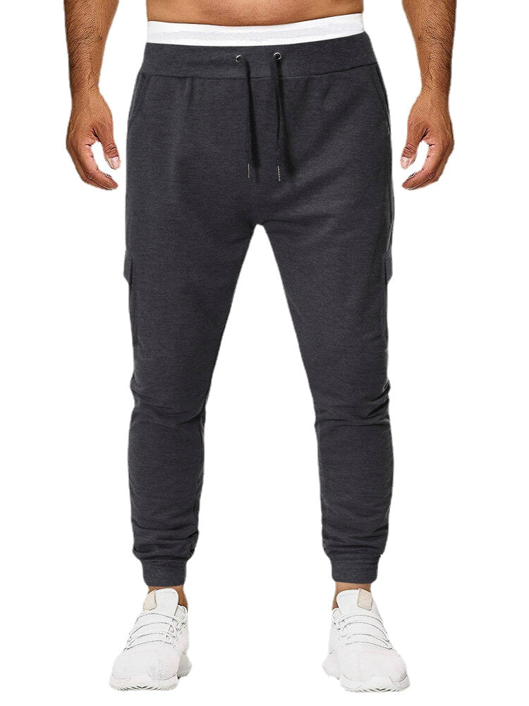 Jogginghose aus Baumwolle mit mehreren Taschen und Kordelzug für Herren - einfarbig
