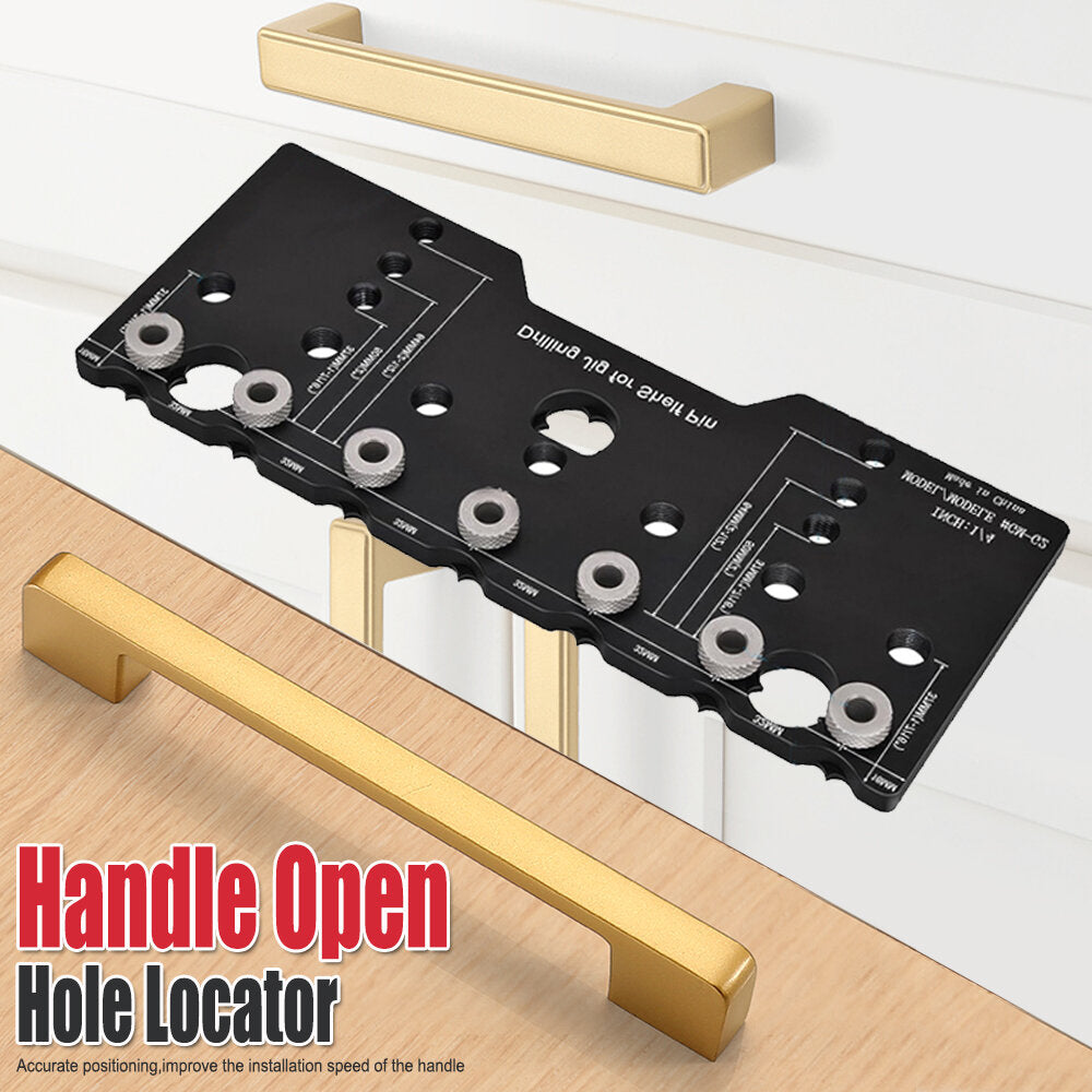 Adjustable Aluminum Alloy Cabinet Hardware Jig with 2 PCS 1/4 Inch Drill Bits - Woodworking Shelf Pin & Pocket Hole Guide