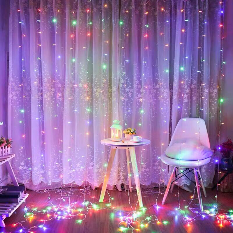 3M*1M & 3M*3M USB LED Curtain String Lights with Hooks - Icicle Garland for Christmas, Wedding, Home Decor
