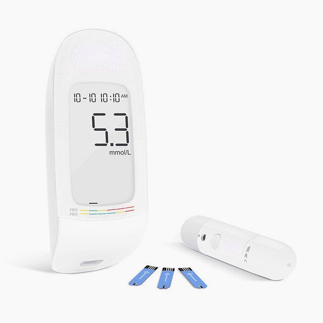 Smart Blood Glucose Meter with Test Strips, Lancets, 5-Second Results, LCD Backlight