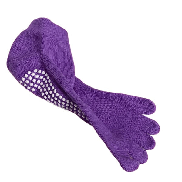 Non-Slip Full Toe Grip Elastic Cotton Yoga Socks with Silicone Massage Dots - 5 Colors