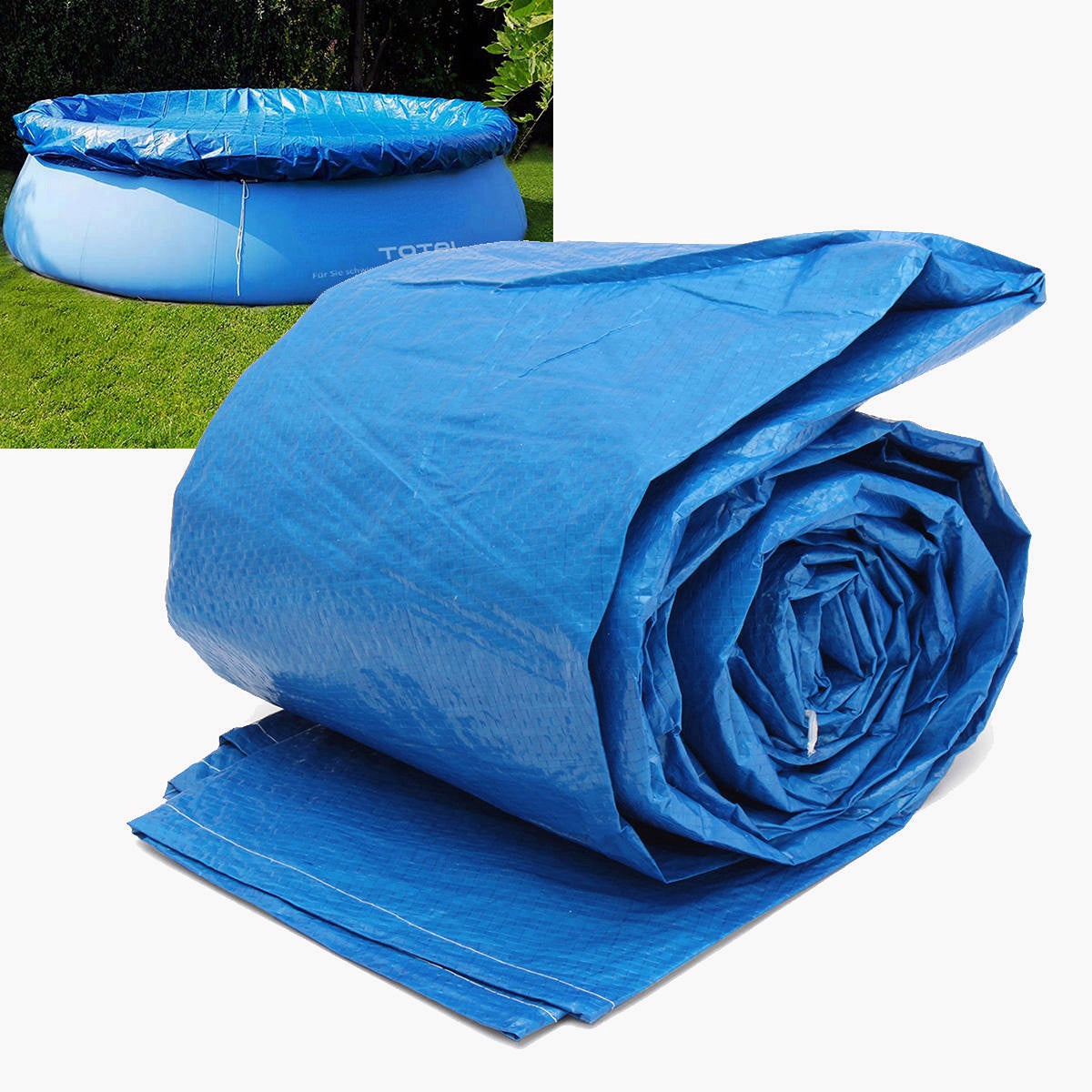 Circular Swimming Pool Cover Roller for 8/10/12 ft Diameter Family Garden Pools - Durable Tarpaulin Sheet