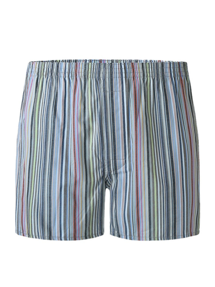 Herren-Boxershorts aus 100 % Baumwolle, bunt, gestreift, lockere Passform, elastischer Bund, atmungsaktiv