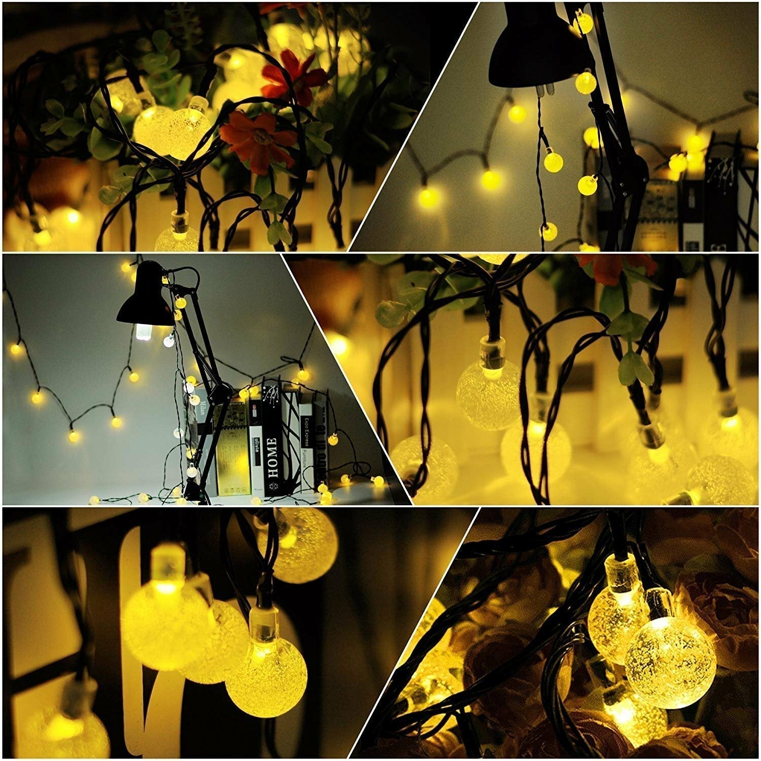 12M 100LED Solar String Lights, 8 Modes Crystal Ball Fairy Lamps for Wedding, Holiday, Home, Party, Christmas Tree Decor