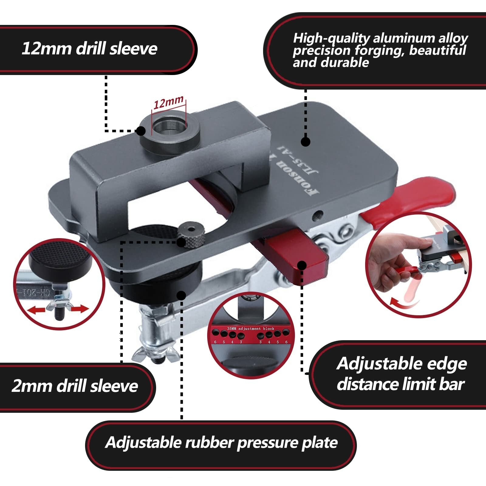 35mm Concealed Hinge Jig Drilling Guide for Woodworking Door and Cabinet Hinges Mounting Tool