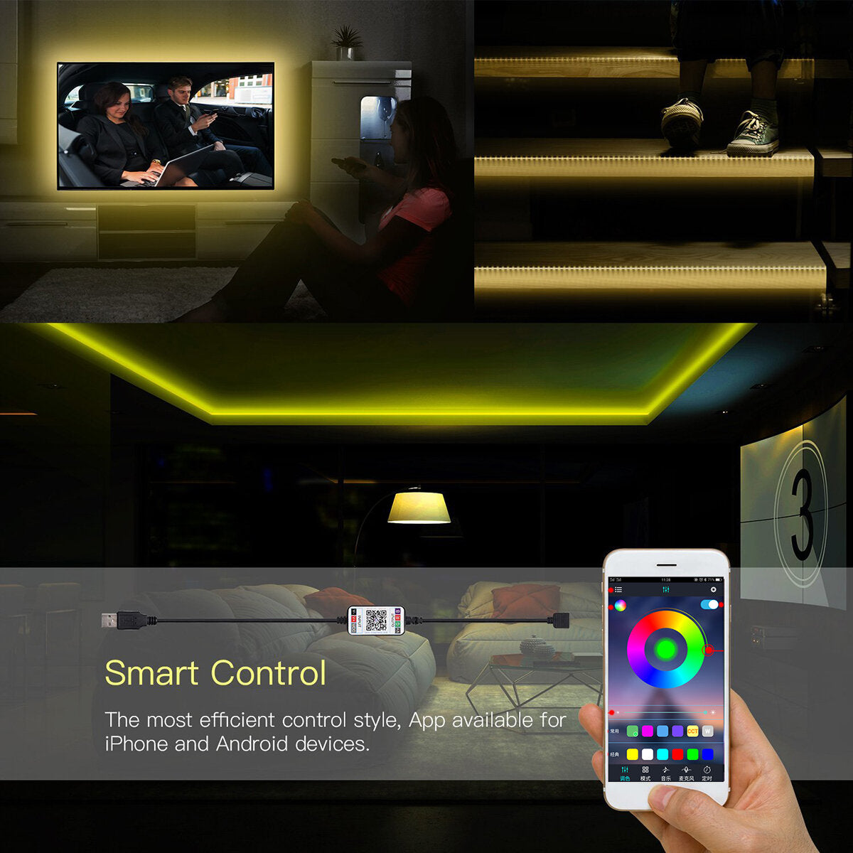 RGB LED Streifen Licht IP65 Wasserdicht Bluetooth Steuerung 5050 USB Bar TV Hintergrundbeleuchtung Weihnachtsdekorationen Ausverkauf
