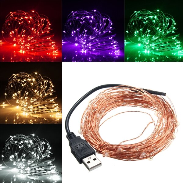 10M 100 LED USB Copper Wire Fairy Lights for Christmas Party Decor