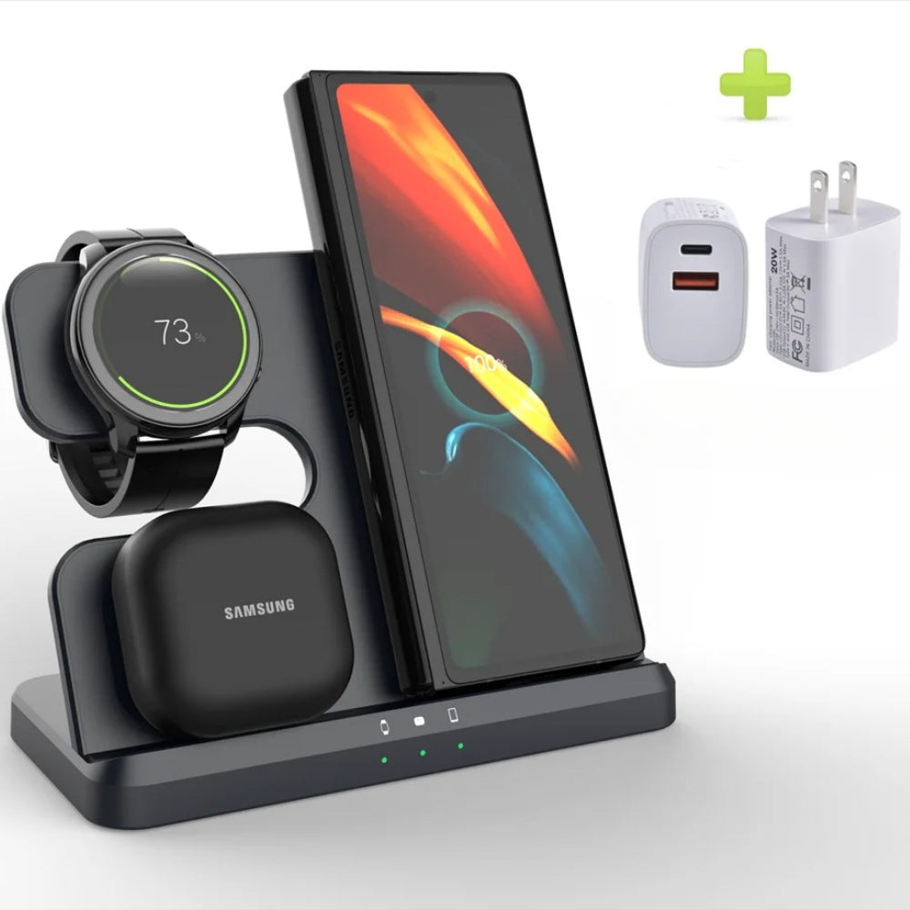 3-in-1 Wireless Charging Station for Samsung Galaxy Watch, S23 Ultra, and Buds