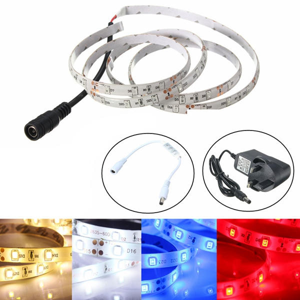 1M Waterproof SMD 3528 60 LED Strip Light with 12V UK Plug Power Supply and Dimmer