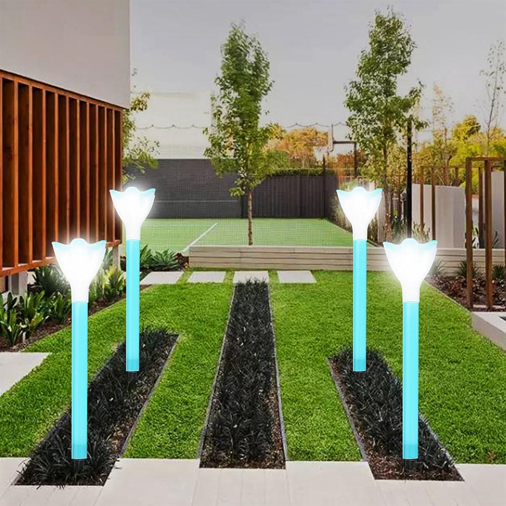 10pcs LED Solar Power Garden Path Lights - Outdoor Yard, Lawn, Patio Lamps