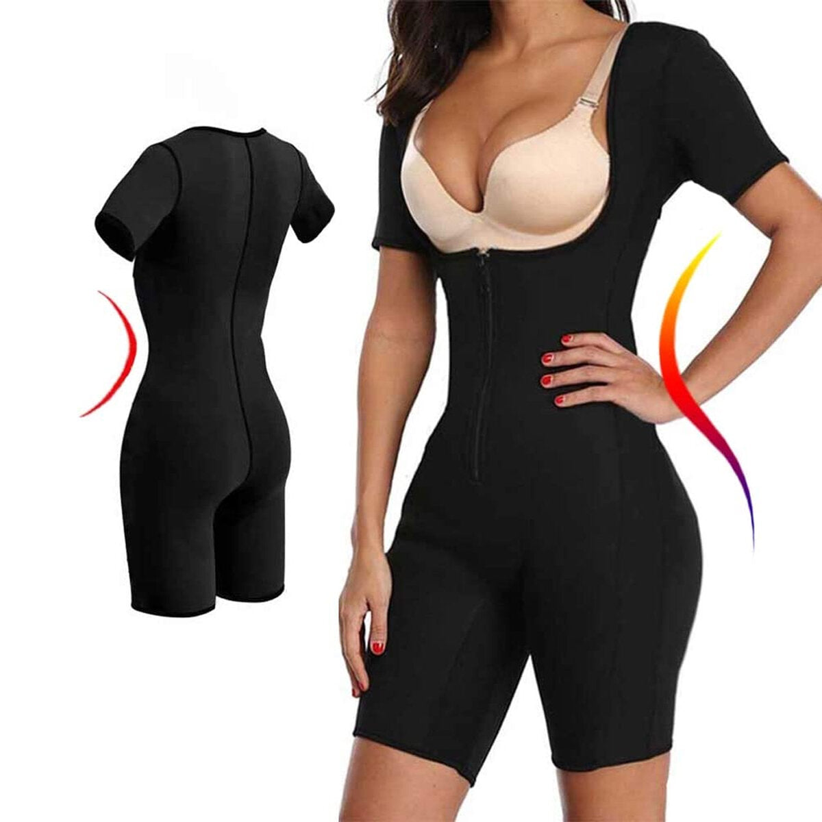 Comfortable One-Piece Shapewear with Zipper, Belly Support, and Bra - Breathable Women's Corset