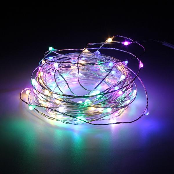 10M 100 LED Waterproof Silver Wire Fairy String Lights with Adapter for Xmas