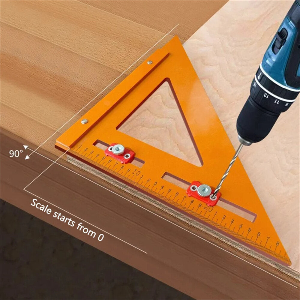 2-in-1 Drilling Positioning Angle Ruler - Accurate Woodworking Tool for Cabinet Drawer Installation, Lightweight & Durable