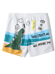 Atmungsaktive Strand-Boardshorts für Herren mit Cartoon-Graffiti-Print und Netzfutter – lockere Passform, dünn, Urlaubskleidung