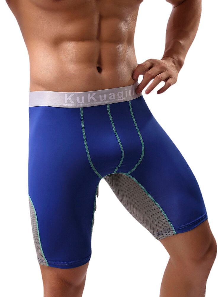 Herren Atmungsaktive Mesh Splice Elastische U Konvexen Beutel Fitness Sport Boxer Unterwäsche