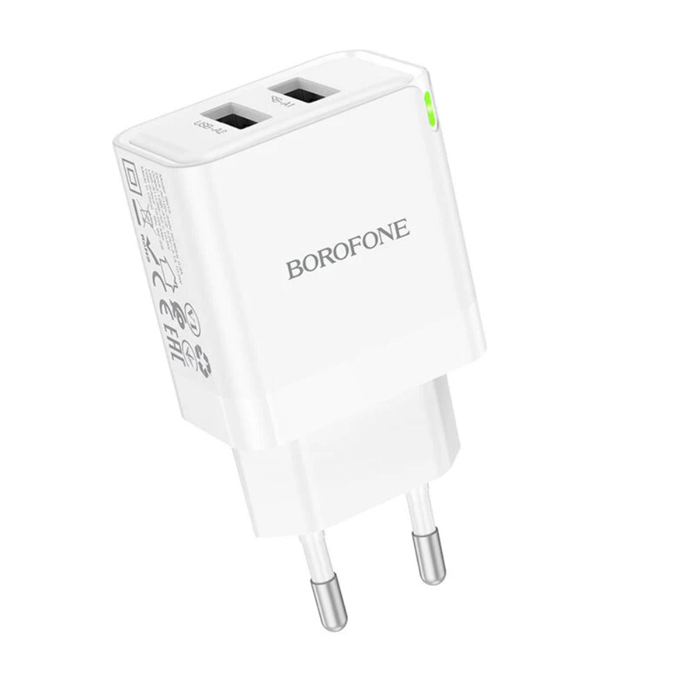 10.5W Dual USB-A Fast Charger EU Plug for iPhone, Huawei, Samsung, Xiaomi