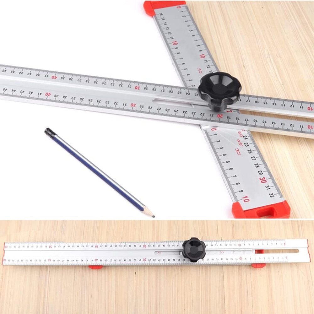 Adjustable 60cm Aluminum Alloy T-Type Ruler for Woodworking - Marking & Measuring Tool