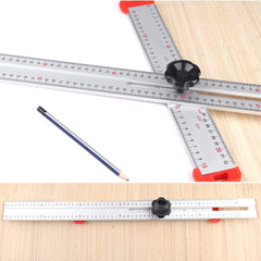 Adjustable 60cm Aluminum Alloy T-Type Ruler for Woodworking - Marking & Measuring Tool