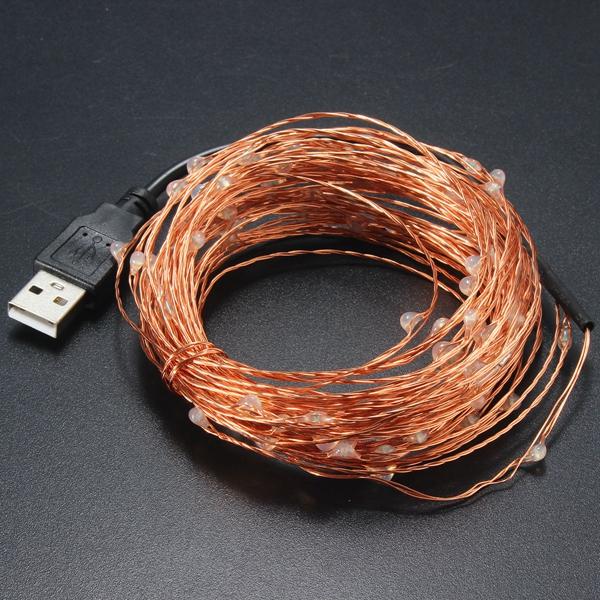 10M 100 LED USB Copper Wire Fairy Lights for Christmas Party Decor