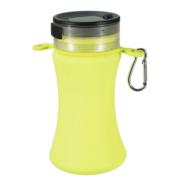 550ml Collapsible Silicone Waterproof Sport Water Bottle with Solar LED Camping Lantern and Solar Charger