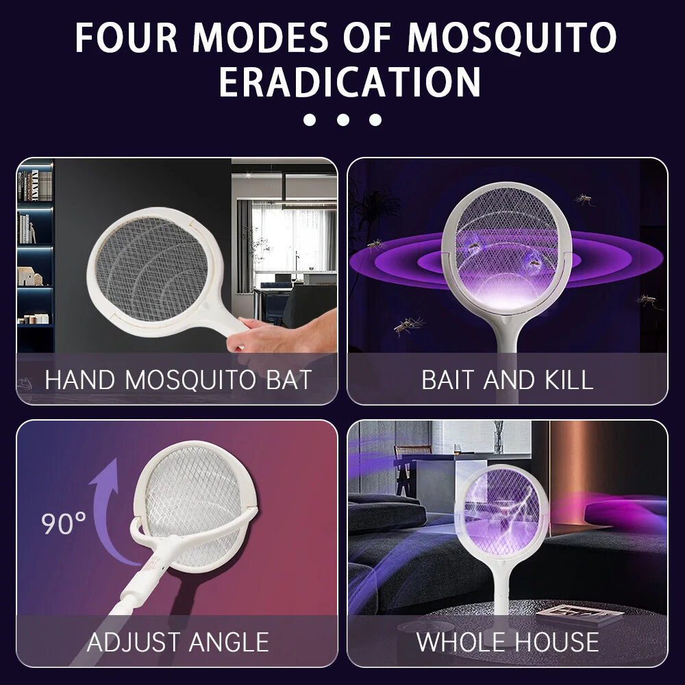 5-in-1 Mosquito Killer Lamp - 3500V Bug Zapper, Rechargeable Fly Swatter with USB Charging