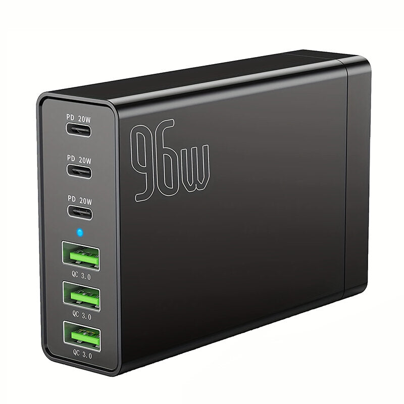 6-Port USB PD Charger: 3 USB-C & 3 USB-A, Fast Charging Station for iPhone, Huawei, Samsung, Oppo