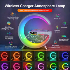 Multifunktionaler kabelloser Ladewecker-Lautsprecher mit RGB-Licht und Schnellladung für iPhone, Huawei, Samsung, Xiaomi