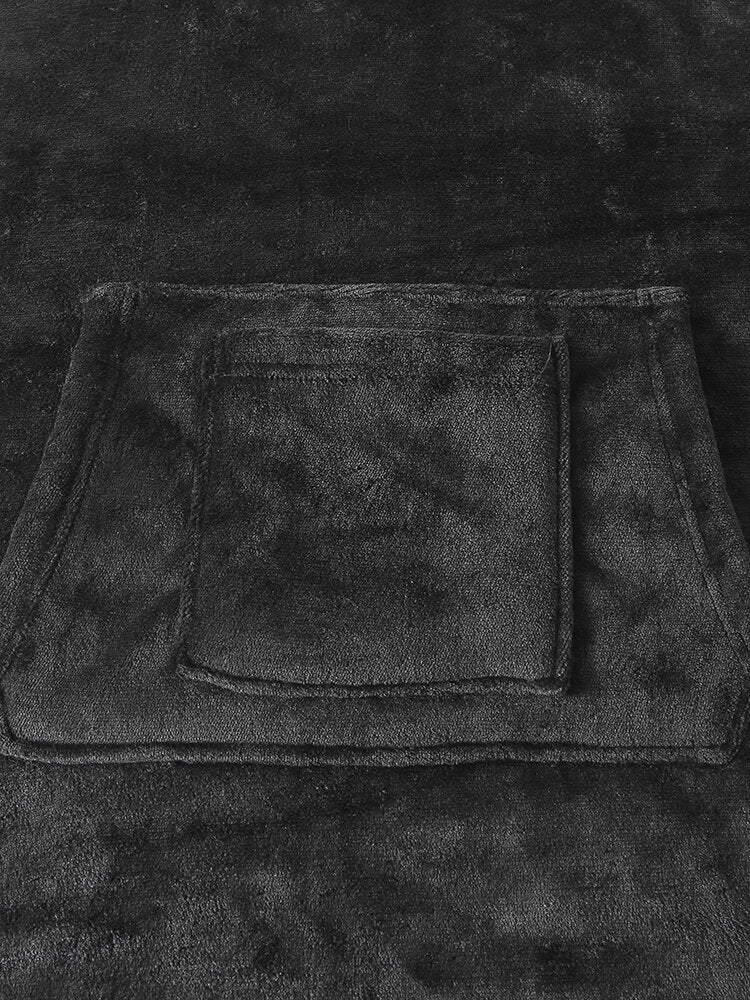 Dicker Flanell-Kapuzenpullover für Herren mit Doppeltaschen - Locker sitzender Hausmantel