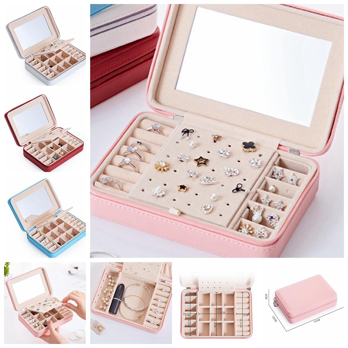 Portable PU Leather Jewelry Box for Women - Earring Holder & Ornaments Storage Case