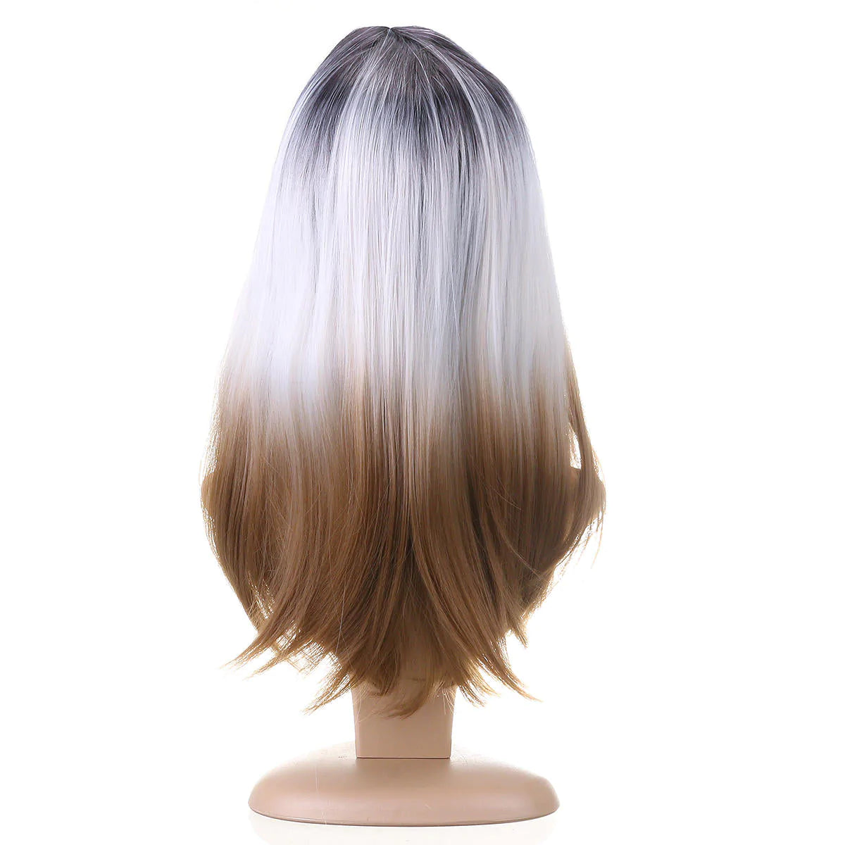 26" 270g Long Ombre Grey Synthetic Hair Wig - Adjustable, Body Wavy, Heat Resistant, for Women Cosplay, 1PC