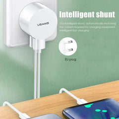 Dual USB-A Fast Charger 5V 2.1A EU Plug for iPhone 15/14/13, Xiaomi, Huawei Mate60 Pro