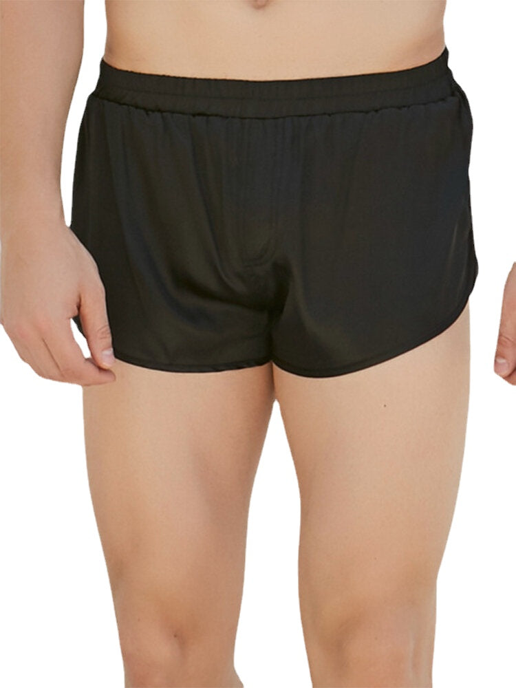 Einfarbige Seiden-Boxershorts für Herren – atmungsaktiv, leicht, elastischer Bund, lockere Passform