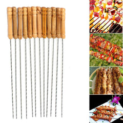 12X Stainless Steel BBQ Skewers 30cm - Metal Kebab Sticks, Barbecue Utensils, Needle Forks