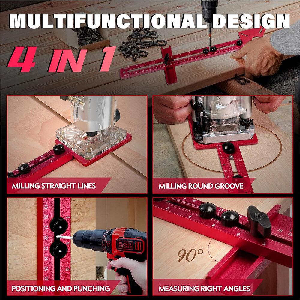 4-in-1 Router Milling Tool: Dual Unit Woodworking & Cutting Circular Bracket
