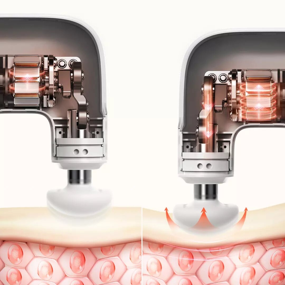 Mini-Massagepistole in U-Form mit Doppelkopf: Ganzkörper, Stummschaltung, 3-stufige Hochfrequenz-Vibration, intelligente Sensorik